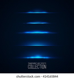 Glowing Light Effects Collection Isolated On Transparent. Optical Flare Objects . 
Vector Collection Of Abstract Flashes . 