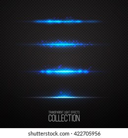 Glowing light effects collection isolated on transparent. Optical flare objects . 
Vector collection of abstract flashes . 