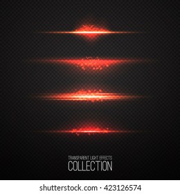 Glowing light effects collection isolated on transparent. Optical flare objects . 
Vector collection of abstract flashes . 