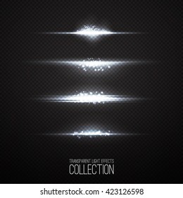 Glowing light effects collection isolated on transparent. Optical flare objects . 
Vector collection of abstract flashes . 