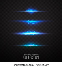 Glowing light effects collection isolated on transparent. Optical flare objects . 
Vector collection of abstract flashes . 