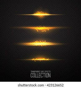 Glowing Light Effects Collection Isolated On Transparent. Optical Flare Objects . 
Vector Collection Of Abstract Flashes . 