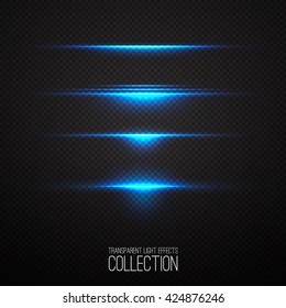 Glowing light effects collection isolated on transparent. Optical flare objects . 
Vector collection of abstract flashes . 