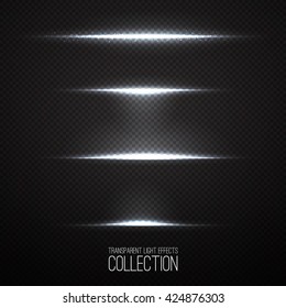 Glowing light effects collection isolated on transparent. Optical flare objects . 
Vector collection of abstract flashes . 