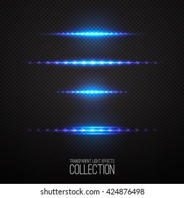Glowing light effects collection isolated on transparent. Optical flare objects . 
Vector collection of abstract flashes . 