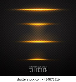 Glowing light effects collection isolated on transparent. Optical flare objects . 
Vector collection of abstract flashes . 