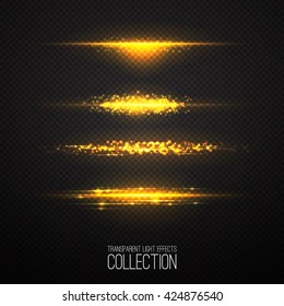Glowing light effects collection isolated on transparent. Optical flare objects . 
Vector collection of abstract flashes . 