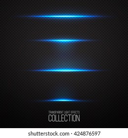 Glowing Light Effects Collection Isolated On Transparent. Optical Flare Objects . 
Vector Collection Of Abstract Flashes . 