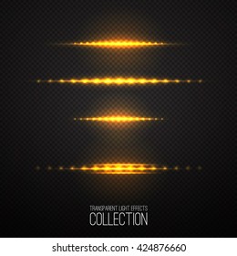 Glowing light effects collection isolated on transparent. Optical flare objects . 
Vector collection of abstract flashes . 