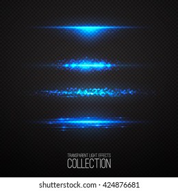 Glowing light effects collection isolated on transparent. Optical flare objects . 
Vector collection of abstract flashes . 