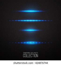 Glowing light effects collection isolated on transparent. Optical flare objects . 
Vector collection of abstract flashes . 