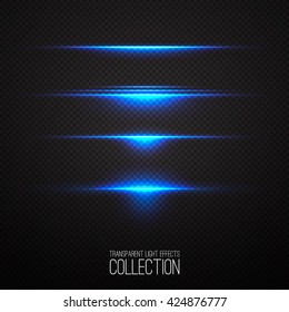 Glowing light effects collection isolated on transparent. Optical flare objects . 
Vector collection of abstract flashes . 