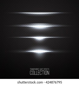 Glowing light effects collection isolated on transparent. Optical flare objects . 
Vector collection of abstract flashes . 