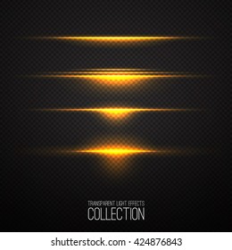 Glowing light effects collection isolated on transparent. Optical flare objects . 
Vector collection of abstract flashes . 
