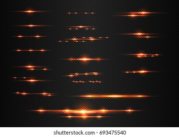 Glowing Light Effects Collection Isolated On Transparent. Optical Flare Objects. Vector Collection Of Abstract Technology Flashes. 