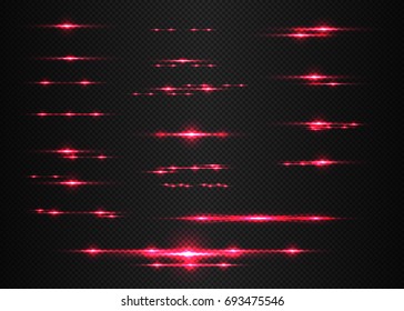 Glowing light effects collection isolated on transparent. Optical flare objects. Vector collection of abstract technology flashes. 