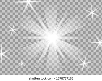 Glowing light effects isolated on transparent background. Sun flash. Glow light effect.Star burst with sparkles.