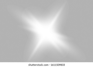 glowing light effects isolated on a transparent background. Solar flare with rays and spotlight. Glow light effect. The star exploded in sparkles.