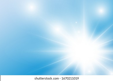 glowing light effects isolated on a blue background. Solar flare with rays and spotlight. Glow light effect. The star exploded in sparkles.