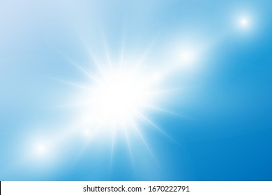 glowing light effects isolated on a blue background. Solar flare with rays and spotlight. Glow light effect. The star exploded in sparkles.