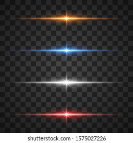 Glowing light effects, star burst with sparkles on transparent background