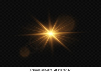 The glowing light explodes. Bright star effect. On a transparent background.