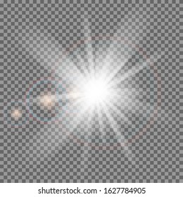 Glowing light explodes isolated on transparent background. Vector illustration. Eps 10.