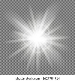Glowing light explodes isolated on transparent background. Vector illustration. Eps 10.