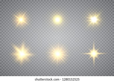 Glowing light explodes on a transparent background. Sparkling magical dust particles. Bright Star. Transparent shining sun, bright flash.
