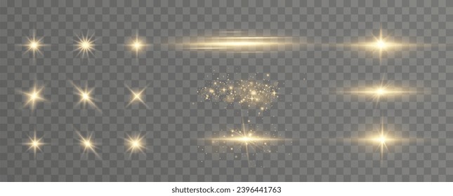 glowing light explodes on a transparent background. with ray. Transparent shining sun, bright flash. Special lens flare light effect.	