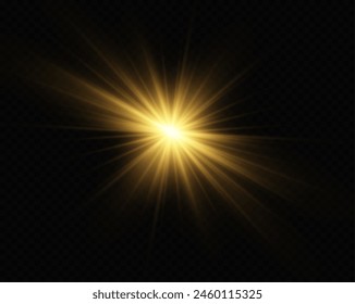  glowing light explodes on a transparent background. with ray. Transparent shining sun, bright flash. Special lens flare light effect.	