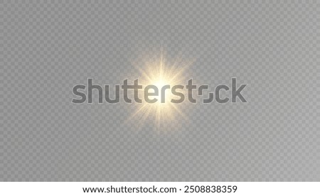glowing light explodes on a transparent background. with ray. Transparent shining sun, bright flash. Special lens flare light effect.	