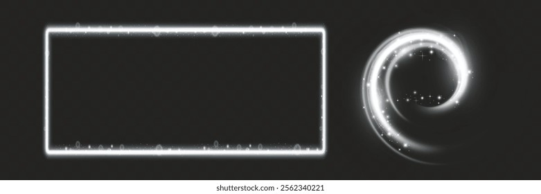 Glowing light futuristic frame.Technological background.Rectangular light.	