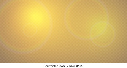 Efecto de luz brillante y deslumbramiento. Sobre un fondo transparente.