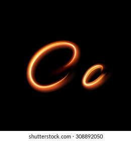 Glowing Light Letter C. Hand Lighting Painting