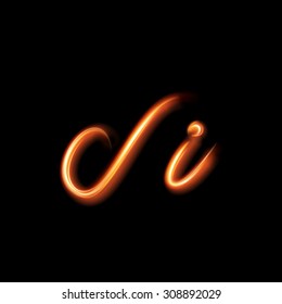 Glowing light letter I. Hand lighting painting