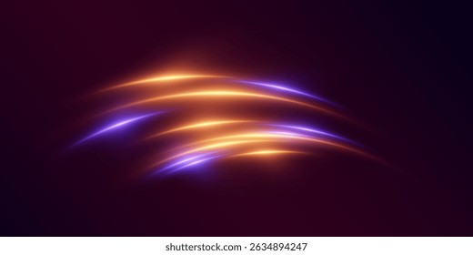 Líneas de luz brillante con efecto desenfocado para un diseño futurista abstracto.
