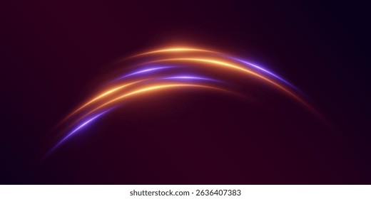Glühende Lichtlinien mit Unschärfeeffekt für abstraktes futuristisches Design.
