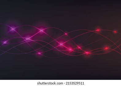 Glowing light lines. Neon light effect. Glowing wavy rays