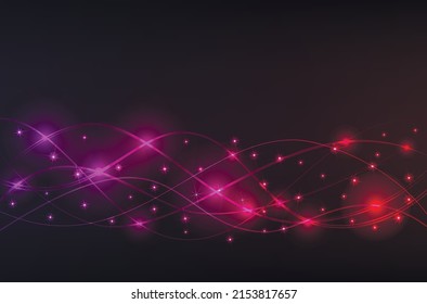 Glowing light lines. Neon light effect. Glowing wavy rays