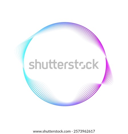 Glowing light neon ring isolated on transparent background. Abstract round wavy frame of pink and blue colors with neon effect. Modern futuristic geometric design vector illustration.