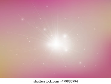 Glowing light on pink pastel abstract vector background