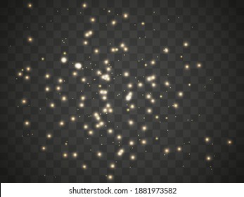 Glowing light on a transparent background. Glowing particles, magic glow. Sparkling light. Vector illustration