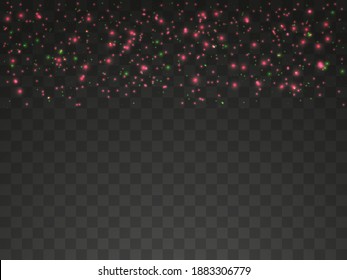 Glowing light on a transparent background. Glowing particles, magic glow. Sparkling light. Vector illustration