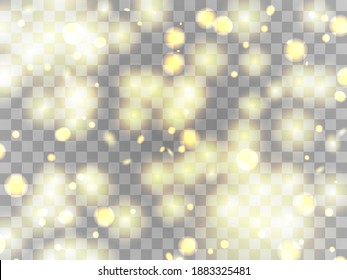 Glowing light on a transparent background. Glowing particles, magic glow. Sparkling light. Vector illustration