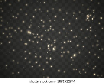 Glowing light on a transparent background. Glowing particles, magic glow. Sparkling light. Vector illustration