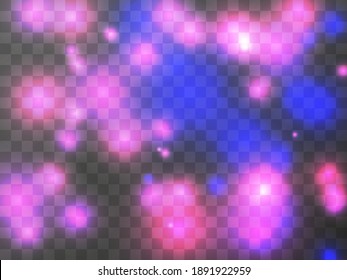 Glowing light on a transparent background. Glowing particles, magic glow. Sparkling light. Design a template for banner, poster and greeting cards. Vector illustration