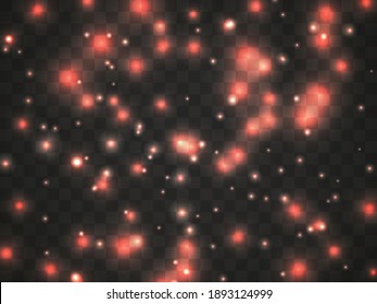 Glowing light on a transparent background. Glowing particles, magic glow. Sparkling light. Star dust. Design a template for banner, poster and greeting cards. Vector illustration