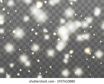 Glowing light on a transparent background. Glowing particles, magic glow. Sparkling light. Star dust. Design a template for banner, poster and greeting cards. Vector illustration