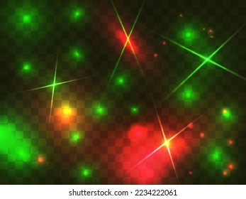 Glowing light on a transparent background. Glowing particles, magic glow. Sparkling light. Star dust. Design a template for banner, poster and greeting cards. Vector illustration